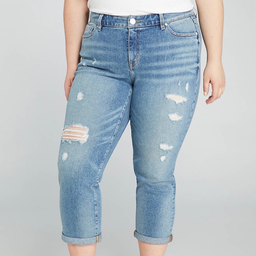 Lane Bryant distressed crop pants